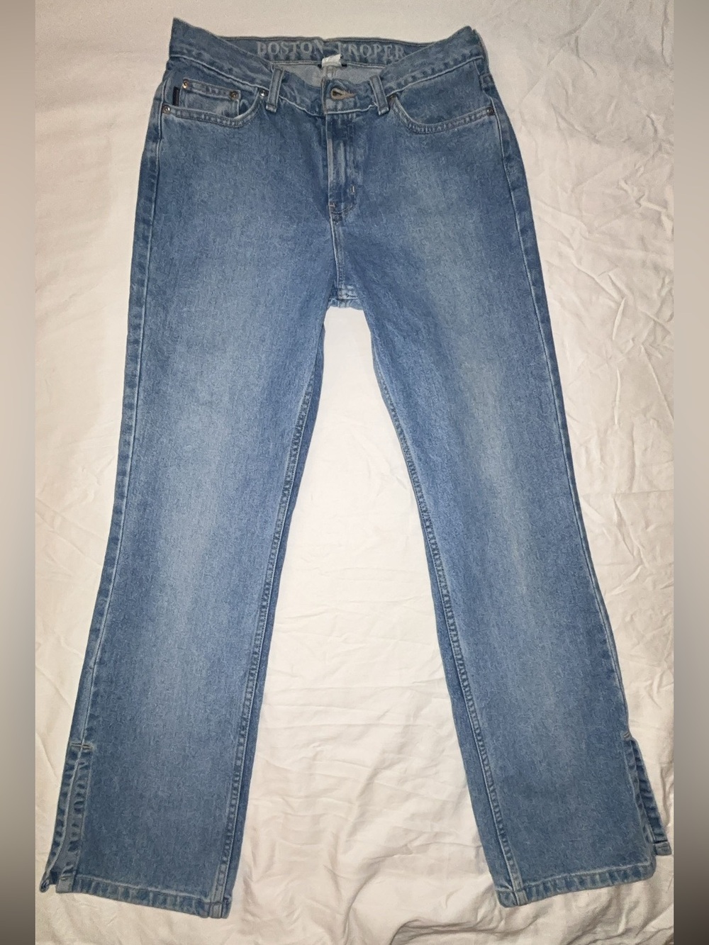 Boston Proper Jeans Women’s 8R Medium Wash Straight Leg Denim with Split Hem